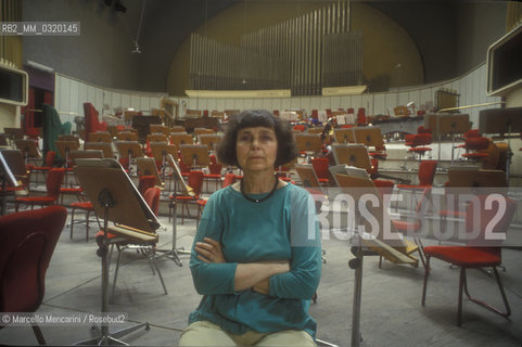 Auditorium RAI in Turin, Settembre Musica 1991. Russian composer Sofia Gubaidulina / Auditorium RAI di Torino, Settembre Musica 1991. La compositrice russa Sofia Gubaidulina - ©Marcello Mencarini/Rosebud2