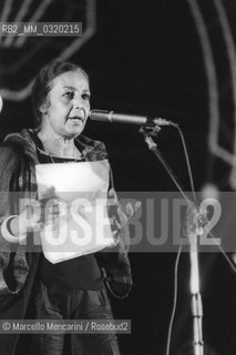 Rome, 1980. Italian writer, poet and  anthropologist Armanda Guiducci [?] at the Second Festival of the Poets / Roma, 1980. La scrittrice, poetessa ed antropologa italiana Armanda Guiducci [?] al secondo Festival dei poeti - ©Marcello Mencarini/Rosebud2