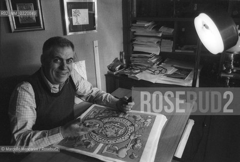 Rome, 1980. Italian cartoonist Benito Jacovitti in his home / Roma, 1980. il fumettista Benito Jacovitti nella sua casa - ©Marcello Mencarini/Rosebud2