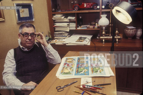 Rome, 1980. Italian cartoonist Benito Jacovitti in his home / Roma, 1980. il fumettista Benito Jacovitti nella sua casa - ©Marcello Mencarini/Rosebud2