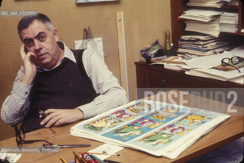 Rome, 1980. Italian cartoonist Benito Jacovitti in his home / Roma, 1980. il fumettista Benito Jacovitti nella sua casa - ©Marcello Mencarini/Rosebud2