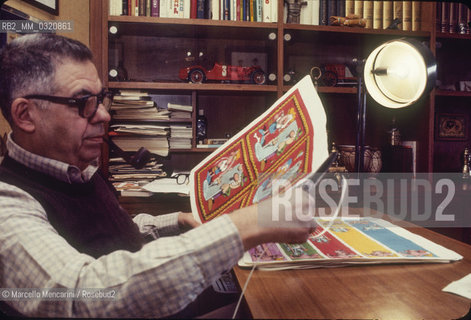 Rome, 1980. Italian cartoonist Benito Jacovitti in his home / Roma, 1980. il fumettista Benito Jacovitti nella sua casa - ©Marcello Mencarini/Rosebud2