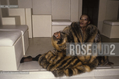 Rome, 1986. Model-singer Grace Jones poses for a Fendi furs campaign / Roma, 1986. La modella-cantante Grace Jones posa per una campagna delle pellicce Fendi - ©Marcello Mencarini/Rosebud2