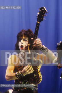 Rome, about 1980. American heavy metal band Kiss performing in a TV show: vocalist and guitarist Paul Stanley / Roma, 1980 circa. Il gruppo heavy metal dei Kiss suona in un programma televisivo: Il cantante e chitarrista Paul Stanley - ©Marcello Mencarini/Rosebud2