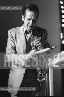 Rome, Piazza di Siena, 1980. Jazz Sxophonist Steve Lacy performing at Second Festival of Poets / Roma, piazza di Siena, 1980, Il sassofonista jazz Steve Lacy al Secondo festival dei poeti - ©Marcello Mencarini/Rosebud2