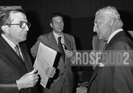 Rome, 1979. Italian politician Giulio Andreotti, trade unionist Luciano Lama and inustrialist Gianni Agnelli / Roma, 1979. Il politico Giulio Andreotti, il sindacalista Luciano Lama e lindustriale Gianni Agnelli - ©Marcello Mencarini/Rosebud2