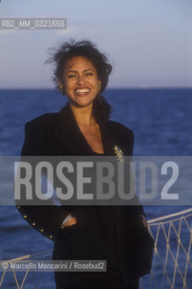 Venice Film Festival 1990. French-Belgian singer Viktor Lazlo (real name: Sonia Dronier) / Mostra del Cinema di Venezia 1990. La cantante Viktor Lazlo (nome darte di Sonia Dronier) - ©Marcello Mencarini/Rosebud2