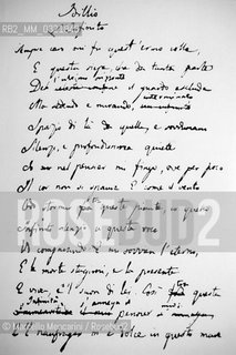 Manuscript of LInfinito, poem written by Giacomo Leopardi in 1819 in Recanati / Manoscritto de Linfinito, poesia scritta da Giacomo Leopardi nel 1819 a Recanati - ©Marcello Mencarini/Rosebud2