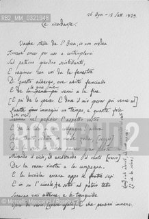 Manuscript of Le Ricordanze, poem written by Giacomo Leopardi in Recanati between August 26 and September 12, 1829 / Manoscritto de Le ricordanze, poesia scritta da Giacomo leopardi a Recanati fra il 26 agosto e il 12 settembre del 1829 - ©Marcello Mencarini/Rosebud2