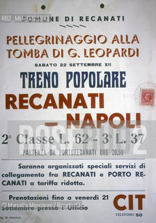 Announcement of a pilgrimage to the tomb of Giacomo Leopardi in Naples (1934) / Annuncio di un pellegrinaggio alla tomba di Giacomo Leopardi a Napoli (1934) - ©Marcello Mencarini/Rosebud2