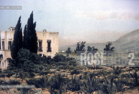 Villa Ferrigni, known as Villa delle Ginestre (Villa of the Broom), at Torre del Greco (Naples) in a painting of the nineteenth century. Leopardi lived here since the summer of 1836 to his death in February 1837 / Villa Ferrigni, detta Villa delle Ginestre, a Torre del Greco (Napoli) in un dipinto del diciannovesimo secolo. Qui Leopardi visse dallestate del 1836 alla sua morte, nel febbraio 1837 - Reproduced by Marcello Mencarini
/Rosebud2