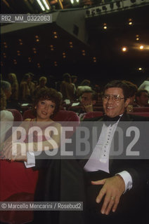 Cannes Film Festival 1984. Comic actor Jerry Lewis and his second wife SanDee Pitnick (married in 1983) / Festival del Cinema di Cannes 1984. Lattore comico Jerry Lewis con la seconda moglie SanDee Pitnick (sposata nel 1983) - ©Marcello Mencarini/Rosebud2