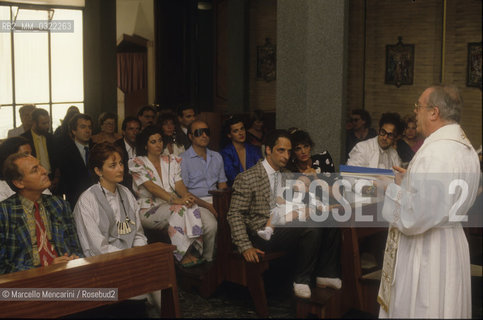 Comic actor Andy Luotto during the mass for his sons Christening, 1986 / Lattore comico Andy Luotto in chiesa durante il battesimo di suo figlio, 1986 - ©Marcello Mencarini/Rosebud2