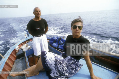 Italian free diver Enzo Maiorca, holding several world records, and his wife Maria (1989) / Enzo Maiorca, apneista più volte detentore del record mondiale di apnea, e sua moglie Maria (1989) - ©Marcello Mencarini/Rosebud2