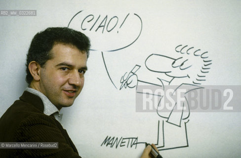 Lucca, 1986. Italian cartoonist Dino Manetta / Lucca, 1986. Il vignettista Dino manetta - ©Marcello Mencarini/Rosebud2