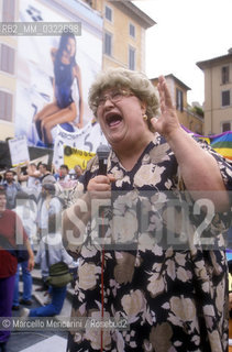 Transgender actress Marcella Di Falco participates in demonstration in favor of Rome Gay Pride Parade legalization in the Catholic Church Jubilee year (2000) / Lattrice transgender Marcella Di Falco partecipa alla Manifestazione in favore dello svolgimento del Gay Pride a Roma nellanno del Giubileo (2000) - ©Marcello Mencarini/Rosebud2