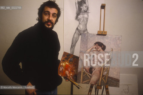 Italian painter and cartoonist Riccardo Mannelli, 1990 / Riccardo Mannelli, pittore e disegnatore di fumetti, 1990 - ©Marcello Mencarini/Rosebud2