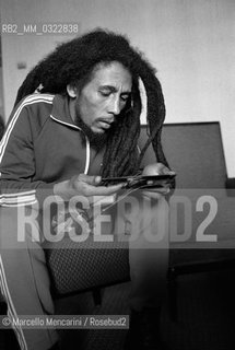 Milan, June 27, 1980. Jamaican reggae musician Bob Marley during the presentation of his Golden Record Award / Milano, 27 giugno 1980. Il musicista reggae Bob Marley durante la consegna del suo disco doro - ©Marcello Mencarini/Rosebud2