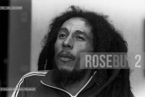 Milan, June 27, 1980. Jamaican reggae singer-songwriter and musician Bob Marley during presentation of his Golden Record Award / Milano, 27 giugno 1980. Il cantante e musicista reggae Bob Marley durante la consegna del disco doro - ©Marcello Mencarini/Rosebud2