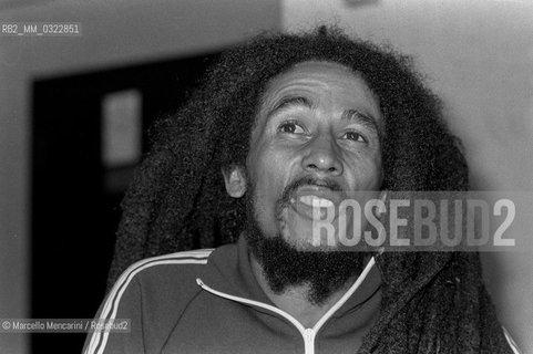 Milan, June 27, 1980. Jamaican reggae musician Bob Marley during the presentation of his Golden Record Award / Milano, 27 giugno 1980. Il musicista reggae Bob Marley durante la consegna del suo disco doro - ©Marcello Mencarini/Rosebud2