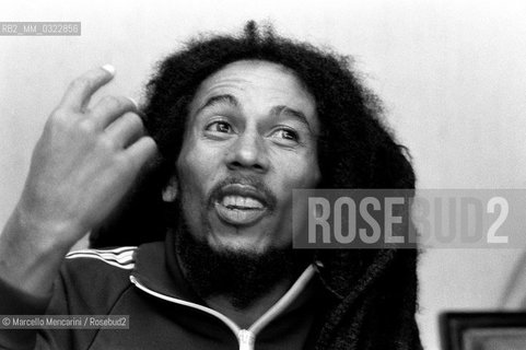 Milan, June 27, 1980. Jamaican reggae musician Bob Marley during the presentation of his Golden Record Award / Milano, 27 giugno 1980. Il musicista reggae Bob Marley durante la consegna del suo disco doro - ©Marcello Mencarini/Rosebud2