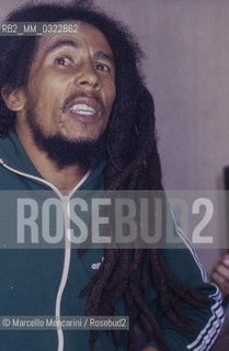 Milan, June 27, 1980. Jamaican reggae musician Bob Marley during the delivery of his Golden Record Award / Milano, 27 giugno 1980. Il cantante e musicista reggae Bob Marley durante la consegna del disco doro - ©Marcello Mencarini/Rosebud2