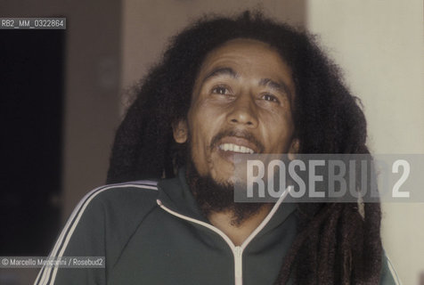 Milan, June 27, 1980. Jamaican reggae musician Bob Marley during the delivery of his Golden Record Award / Milano, 27 giugno 1980. Il cantante e musicista reggae Bob Marley durante la consegna del disco doro - ©Marcello Mencarini/Rosebud2