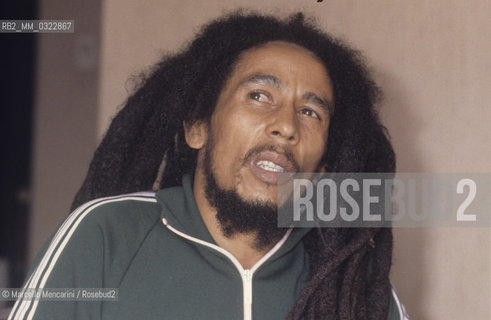 Milan, June 27, 1980. Jamaican reggae musician Bob Marley during the delivery of his Golden Record Award / Milano, 27 giugno 1980. Il cantante e musicista reggae Bob Marley durante la consegna del disco doro - ©Marcello Mencarini/Rosebud2