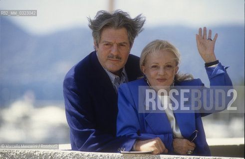 Cannes Film Festival, 1991. Actors Marcello Mastroianni, And Jeanne Moreau starring of the movie The Suspended Step of the Stork (To meteoro vima tou pelargou) directed by Theo Angelopoulos / Festival del Cinema di Cannes 1991. Gli attori Marcello Mastroianni E Jeanne Moreau, in concorso con il film Il passo sospeso della cicogna (To meteoro vima tou pelargou) di Theo Angelopoulos - ©Marcello Mencarini/Rosebud2