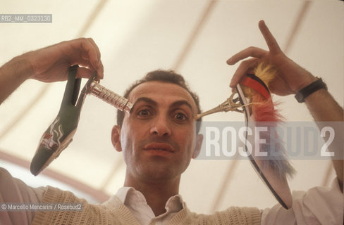 Italian fashion designer and shoe collector Samuele Mazza, 1991 / Lo stilista e collezionista di scarpe Samuele Mazza, 1991 - ©Marcello Mencarini/Rosebud2