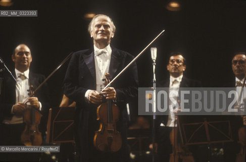 Venice, 1983. Volinist Yehudi Menuhin performing before receiving the Una Vita per la Musica Award (A Life in Music Award) / Il violinista Yehudi Menuhin in concerto prima di ricevere il premio Una vita per la musica - ©Marcello Mencarini/Rosebud2