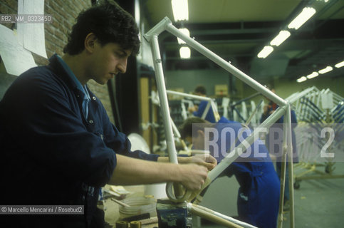 Brussels, 1990. Bicycle factory of Former cycling champion Eddy Merckx / Bruxelles, 1990. Fabbrica di biciclette dellex campione di ciclismo Eddy Merckx - ©Marcello Mencarini/Rosebud2