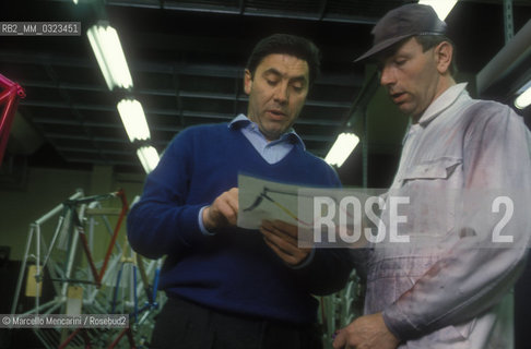 Brussels, 1990. Former cycling champion Eddy Merckx in his bicycle factory / Bruxelles, 1990. Lex campione di ciclismo Eddy Merckx nella sua fabbrica di biciclette - ©Marcello Mencarini/Rosebud2