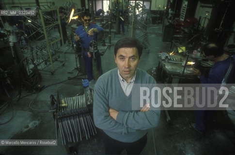 Brussels, 1990. Former cycling champion Eddy Merckx in his bicycle factory / Bruxelles, 1990. Lex campione di ciclismo Eddy Merckx nella sua fabbrica di biciclette - ©Marcello Mencarini/Rosebud2