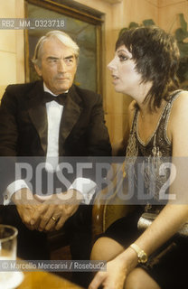 Rome, Cinecittà Studios, January 23th, 1987. American actors Gregory Peck and Liza Minnelli on the set of the movie Rent a Cop / Roma, Studi cinematografici di Cinecittà, 23 gennaio 1987. Gli attori Gregory Peck e Liza Minnelli sul set del film Rent a Cop - ©Marcello Mencarini/Rosebud2