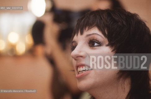 Rome, Cinecittà Studios, January 23th, 1987. American actress Liza Minnelli on the set of the movie Rent a Cop / Roma, Studi cinematografici di Cinecittà, 23 gennaio 1987. Lattrice Liza Minnelli sul set del film Rent a Cop - ©Marcello Mencarini/Rosebud2