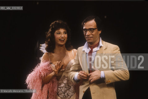 Rome, Teatro Sistina, 1981. Actors Laura DAngelo and Enrico Montesano performing in Bravo! by Garinei & Giovannini / Roma, Teatro Sistina, 1981. Gli attori Laura DAngelo ed Enrico Montesano in Bravo! di Garinei e Giovannini - ©Marcello Mencarini/Rosebud2