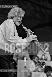 Rome, about 1985, American jazz musician Jerry Mulligan performing / Roma, 1985 circa. Il musicista jazz Jerry Mulligan in concerto -
 ©Marcello Mencarini/Rosebud2