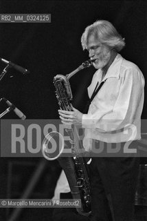 Rome, about 1985, American jazz musician Jerry Mulligan performing / Roma, 1985 circa. Il musicista jazz Jerry Mulligan in concerto -
 ©Marcello Mencarini/Rosebud2