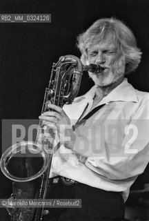 Rome, about 1985, American jazz musician Jerry Mulligan performing / Roma, 1985 circa. Il musicista jazz Jerry Mulligan in concerto -
 ©Marcello Mencarini/Rosebud2