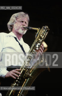 Rome, about 1985, American jazz musician Jerry Mulligan performing / Roma, 1985 circa. Il musicista jazz Jerry Mulligan in concerto -
 ©Marcello Mencarini/Rosebud2