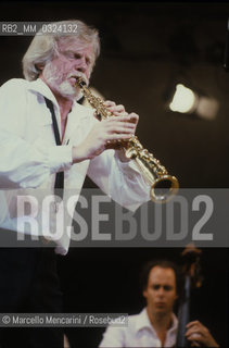 Rome, about 1985, American jazz musician Jerry Mulligan performing / Roma, 1985 circa. Il musicista jazz Jerry Mulligan in concerto -
 ©Marcello Mencarini/Rosebud2