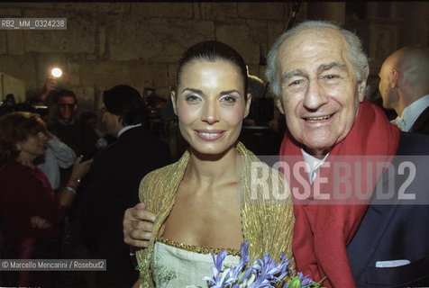 Spoleto Festival of Two Worlds, July 16, 2000. Founder of the Festival Gian Carlo Menotti and actress Chiara Muti, narrator voice in the closing show of the Festival (Joan of Arc at the Stake by Arthur Honeger), after her performance / Festival dei due Mondi di Spoleto, 16 luglio 2000. Il fondatore del Festival Gian Carlo Menotti e lattrice Chiara Muti, voce recitante nello spettacolo di chiusura del Festival (Giovanna DArco al rogo di Arthur Honeger), dopo la sua performance - ©Marcello Mencarini/Rosebud2