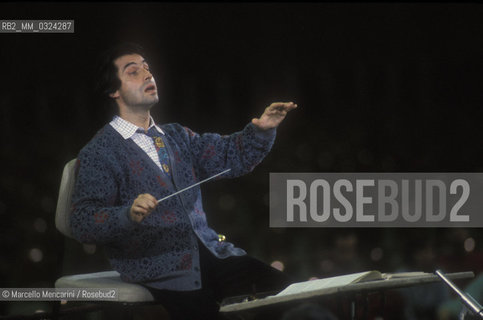 Italian music conductor Riccardo Muti during a rehearsal (about 1985) / Il direttore dorchestra Riccardo Muti durante una prova (1985 circa) - ©Marcello Mencarini/Rosebud2