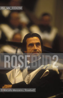 Bologna, 28-05-1991. Conductor Riccardo Muti in the day of the honorary degree conferred to him by the University of Bologna / Bologna, 28-05-1991. Il direttore dorchestra Riccardo Muti durante la cerimonia per la laurea honoris causa ricevuta dallUniversità di Bologna - ©Marcello Mencarini/Rosebud2