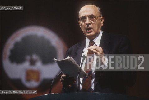 Italian politician Giorgio Napolitano at the XXth Rimini Congress in February 1991, when the Italian Communist Party (PCI) changed its name to the Democratic Party of the Left (PDS) / Il politico Giorgio Napolitano al XX° Congresso del Partito Comunista Italiano a Rimini nel 1991, quando il PCI cambiò il nome e diventò Partito Democratico dela Sinistra (PDS) - ©Marcello Mencarini/Rosebud2