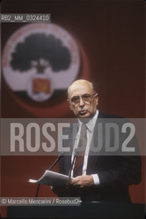 Italian politician Giorgio Napolitano at the XXth Rimini Congress in February 1991, when the Italian Communist Party (PCI) changed its name to the Democratic Party of the Left (PDS) / Il politico Giorgio Napolitano al XX° Congresso del Partito Comunista Italiano a Rimini nel 1991, quando il PCI cambiò il nome e diventò Partito Democratico dela Sinistra (PDS) - ©Marcello Mencarini/Rosebud2