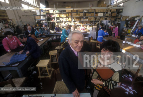 Rome, 1995. Costume designers Ruggero Peruzzi and Odette Nicoletti in the Peruzzis costume workshop / Roma, 1995. I costumisti Ruggero Peruzzi e Odette Nicoletti nella sartoria Costumi darte Peruzzi - ©Marcello Mencarini/Rosebud2