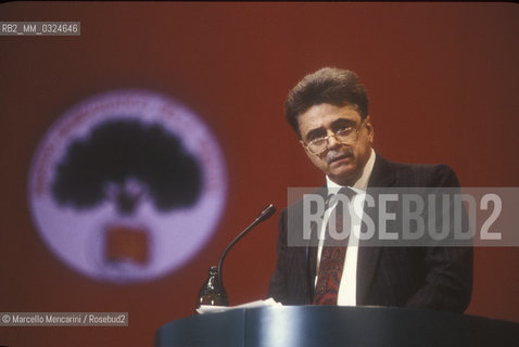 Secretary of Italian Communist Party Achille Occhetto at XXth Rimini congress in February 1991, when Italian Communist Party changed its name to Democratic Party of the Left / Il segretario del Partito Comunista Italiano Achille Occhetto al XX° Congresso del PCI-PDS che si tenne a Rimini nel 1991, quando il Partito Comunista Italiano divenne Partito Democratico della Sinistra (PDS) - ©Marcello Mencarini/Rosebud2