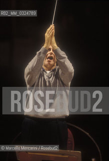 Rome, 1995. Israeli conductor Daniel Oren during a rehearsal / Roma, 1995 . Il direttore dorchestra Daniel Oren urante una prova - ©Marcello Mencarini/Rosebud2